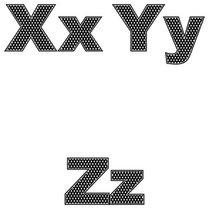 三字母 X, Y, z 大和小。一个简单的黑色设计。矢量插图