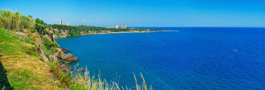 海的全景从安塔利亚的高峭壁, Duden 公园, 土耳其