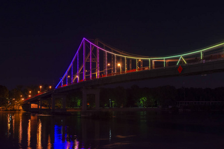 基辅乌克兰行人天桥夜景照明旅游