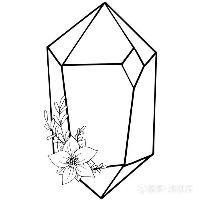 几何石英多边形水晶石马赛克形状紫水晶宝石插画-正版商用图片0q3tfb
