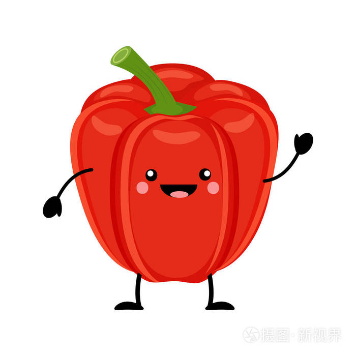 在白色的扁平风格的甜椒矢量插图