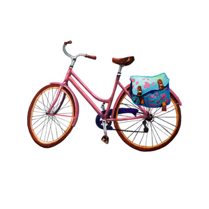 水彩的粉色自行车图片
