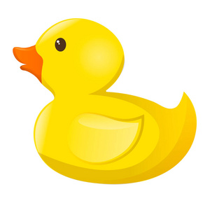 橡皮鸭子白色背景上孤立的小鸭.矢量图.