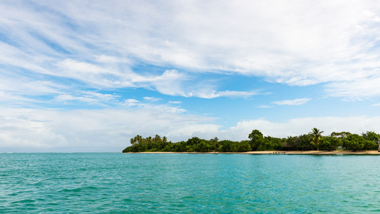 没有人的土地多巴哥全景热带海景海滩湾加勒比