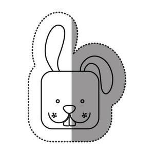 贴纸可爱的兔子头卡通