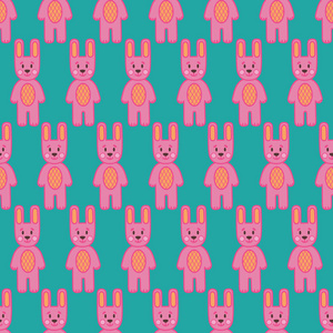 矢量与手画兔子无缝儿童模式。模式是适合包装纸张 壁纸 纺织 装饰卡，邀请和剪贴簿