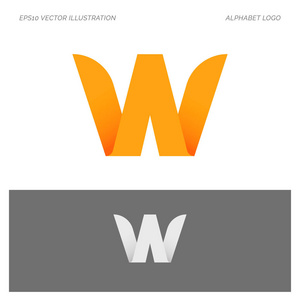 白色和黑色背景 w 字母抽象矢量标志图标图模板照片