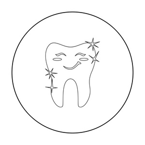 微笑牙齿图标在白色背景上孤立的轮廓样式。牙科保健象征股票矢量图