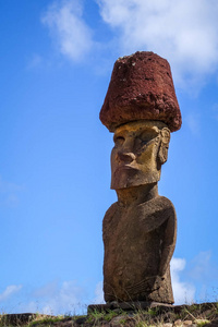 Moais 雕像网站阿虎 anakena 海滩，复活节岛上的挠挠