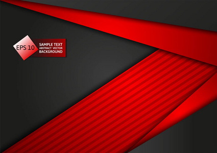 红色和黑色抽象几何技术的现代设计背景, 矢量插画。为您的业务