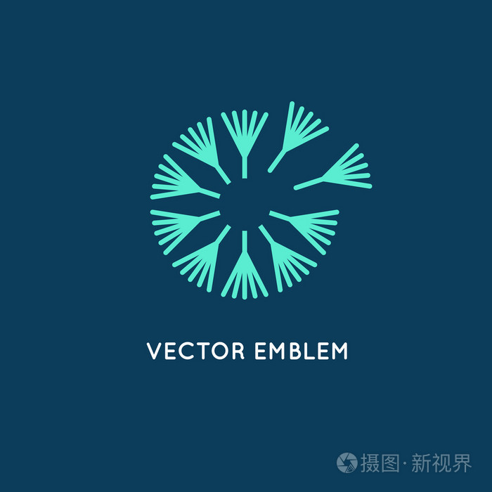 线性式 —— 蒲公英概念中的矢量 logo 设计模板