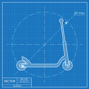 儿童滑板车的蓝图图标图片