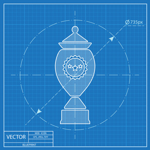 矢量冠军杯符号在蓝色背景上的星星