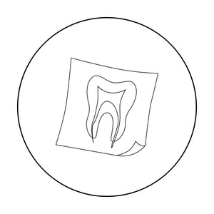 牙科 x 线图标在白色背景上孤立的轮廓样式。牙科保健象征股票矢量图