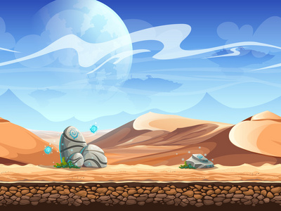 无缝的沙漠，用石头和宇宙飞船