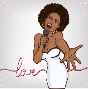 矢量图的一个唱歌的女人