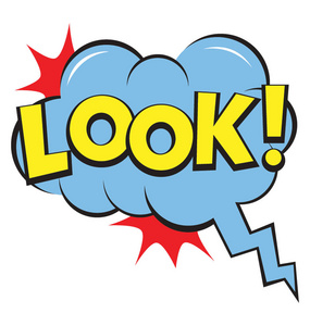 文字描述看漫画中的文字描述建议或命令某人注意的概念照片