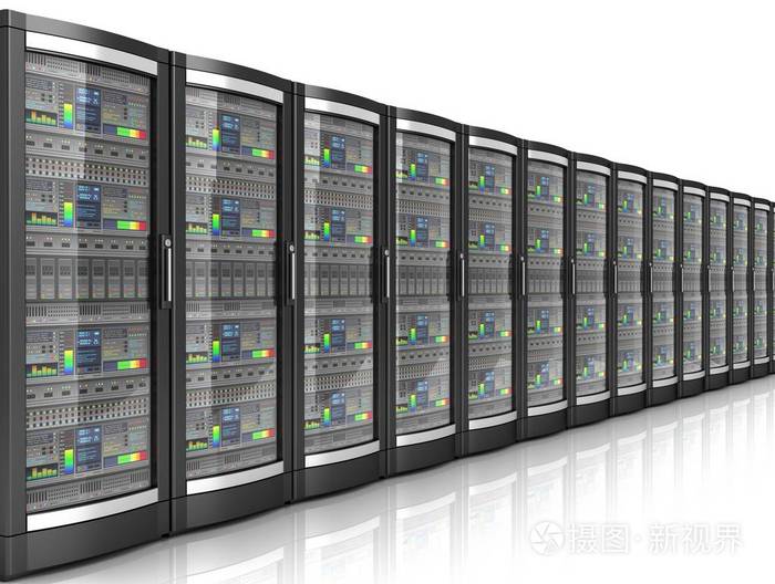 网络工作站服务器3d 在白色背景上隔离的插图