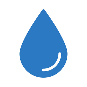 白色水滴壁纸在白色背景下被隔离的蓝色的水滴平面图标照片