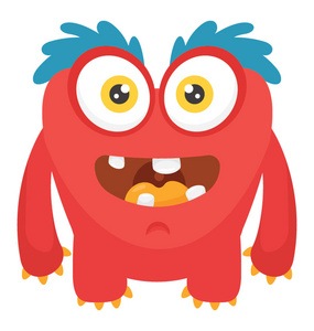 毛茸茸的怪物动画卡通人物, 毛茸茸的身体和弹出的眼睛怪物照片