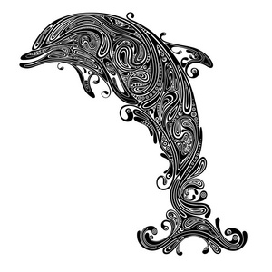 海豚图案的抽象矢量剪影照片