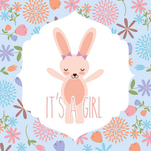 粉红色的兔子机智弓婴儿送礼会是个女孩