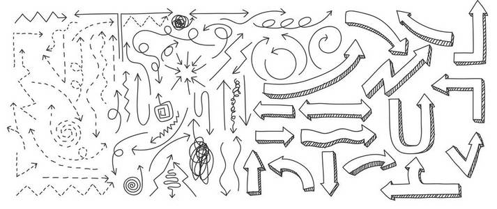 箭手绘制的元素线艺术矢量集艺术插图照片