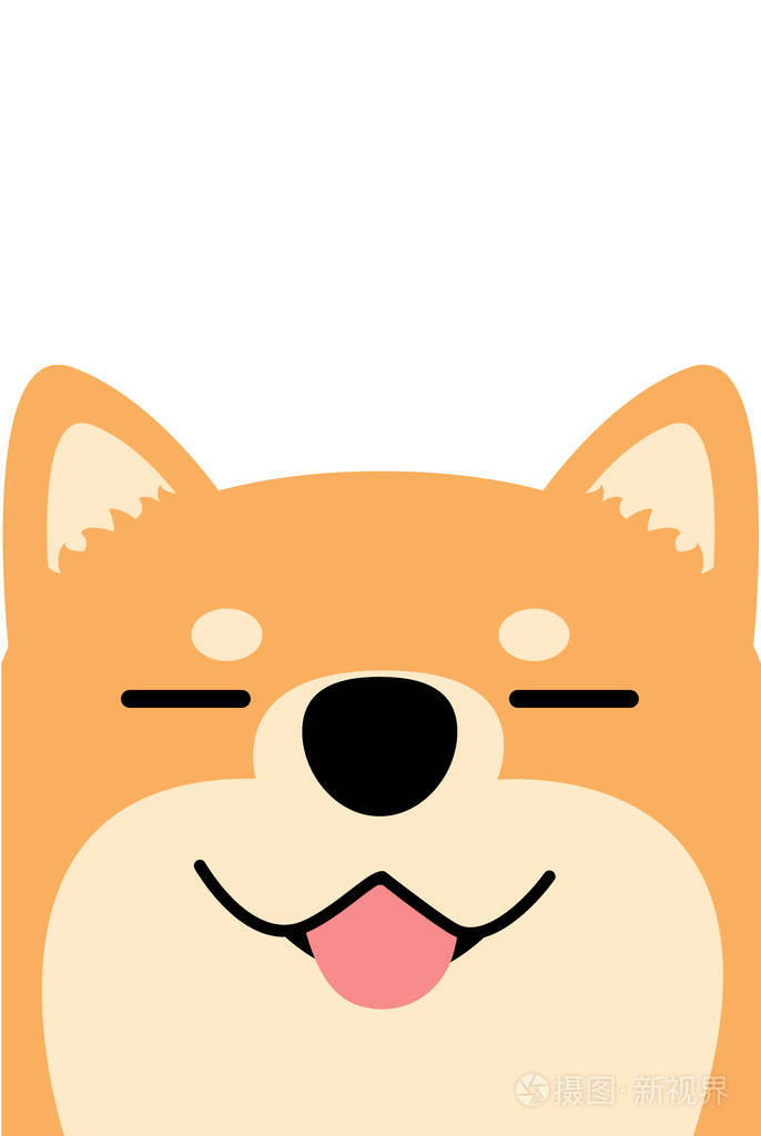 笑柴犬狗脸平设计, 矢量插画