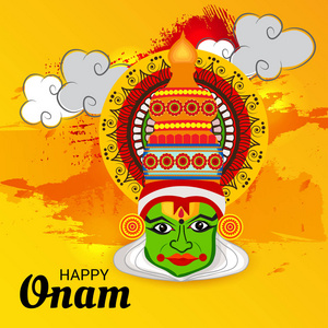 一个庆祝背景的向量例证南印度喀拉拉邦快乐的 Onam 节日