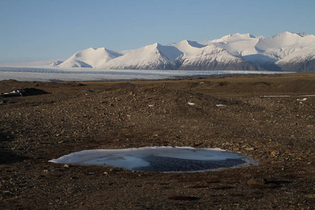 冰岛, Jokulsarlon 礁湖, 美丽的冷风景图片冰岛冰川泻湖湾。Jokulsarlon 冰川泻湖的冰山。Vatnajok