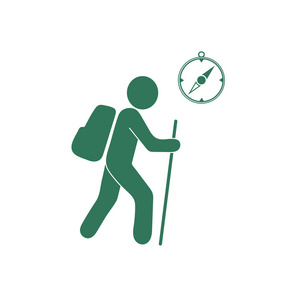 徒步旅行者用罗盘图标。矢量图案
