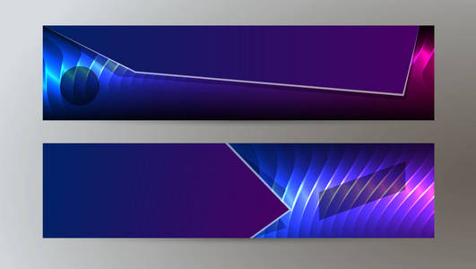 水平的 web 横幅背景蓝色紫色霓虹灯 effect03