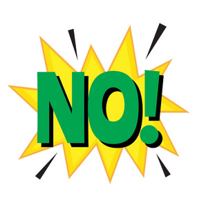 在流行艺术漫画泡沫与书面文字的手势说 no照片