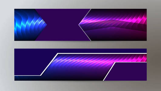 水平的 web 横幅背景蓝色紫色霓虹灯 effect07