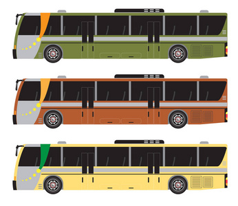 城市公交车矢量分离一套图片