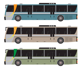 城市公交车矢量分离一套图片