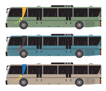 城市公交车矢量分离一套图片