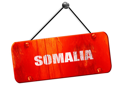 来自索马里，3d 渲染，老式旧红色标志的问候