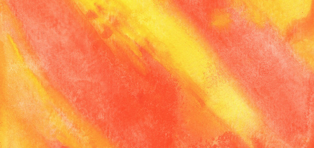 橙色和黄色抽象水彩纹理背景。手的油漆纹理，水彩纹理背景