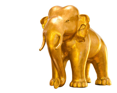 白色背景上的金色大象图片