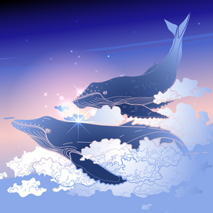 图形在天空中飞翔的鲸鱼