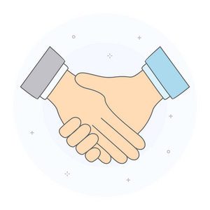 两手握手作为协议的象征, 良好的协议, 同意, 团队, 信任或认可.