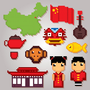 中国文化符号图标集图片
