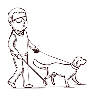 盲人卡通图片-盲人卡通素材-盲人卡通插画-摄图新视界