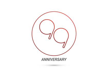 99周年纪念标志在圈子在白色背景, 向量例证