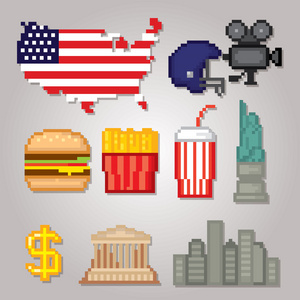 美国文化符号图标集图片
