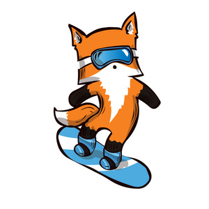 可爱的狐狸滑雪