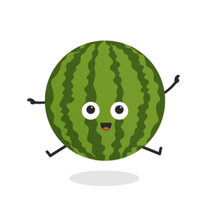 夏天的水果.带点的西瓜.可爱的卡通人物照片