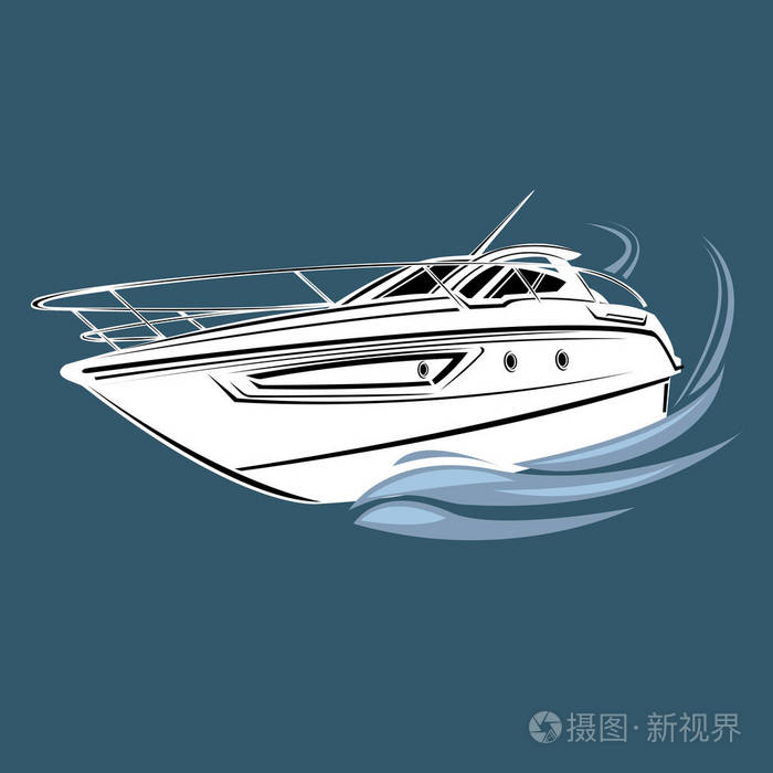 插画 小游艇孤立的插图.豪华船矢量.精简船只.eps