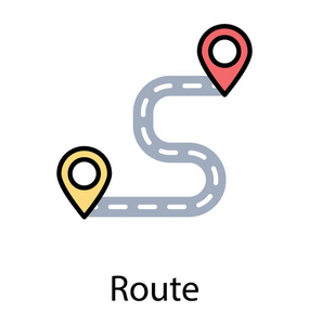 线路径上的两个映射引脚是路线开始和结束行程的图标照片